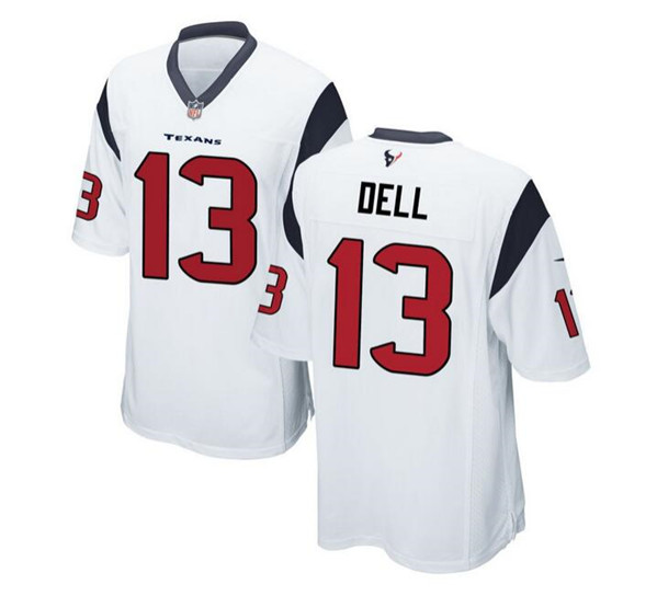 Men's Houston Texans #13 Tank Dell White Stitched Game Jersey